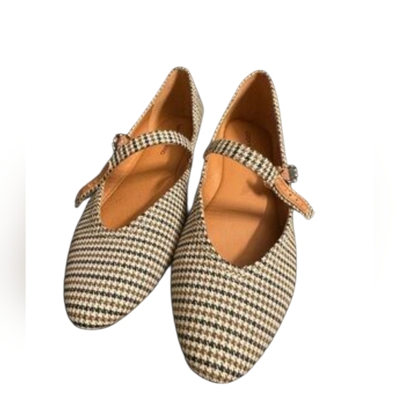 Lucky Brand Sz 6.5 Mary Jane Flats Houndstooth Office Siren Preppy Retro Boho - Picture 1 of 10